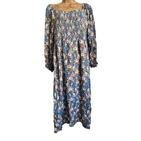 Floral Long Sleeve Midi Dress Women's Size XXL - Picture 2 of 13